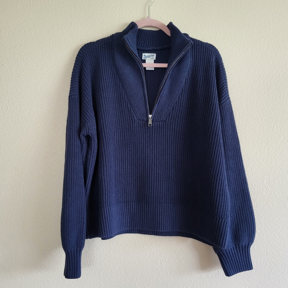 Duluth Trading Co. Navy Brigadier Zip Sweater sz L